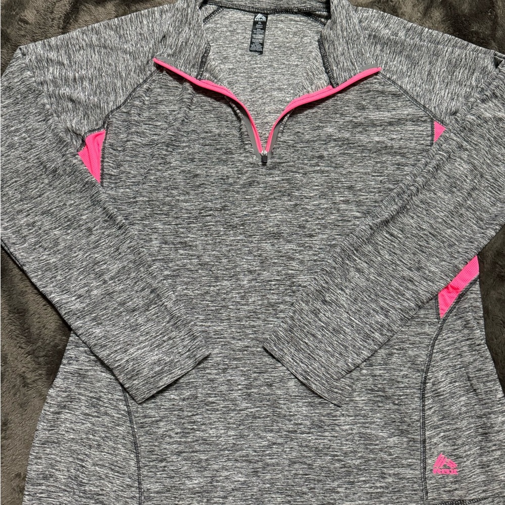 RBX Women's Heather Gray and Neon Pink Cowl Sweater